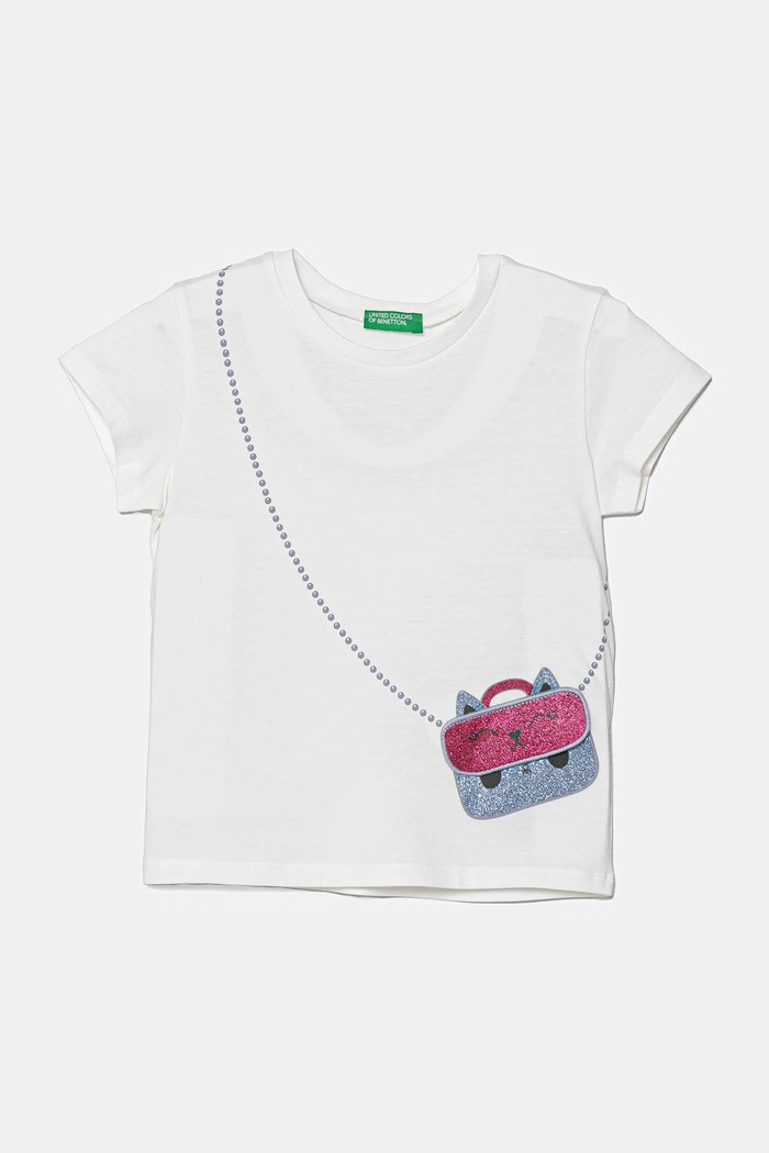 Detské bavlnené tričko United Colors of Benetton nášivka biela 3096G10J8.P.Seasonal