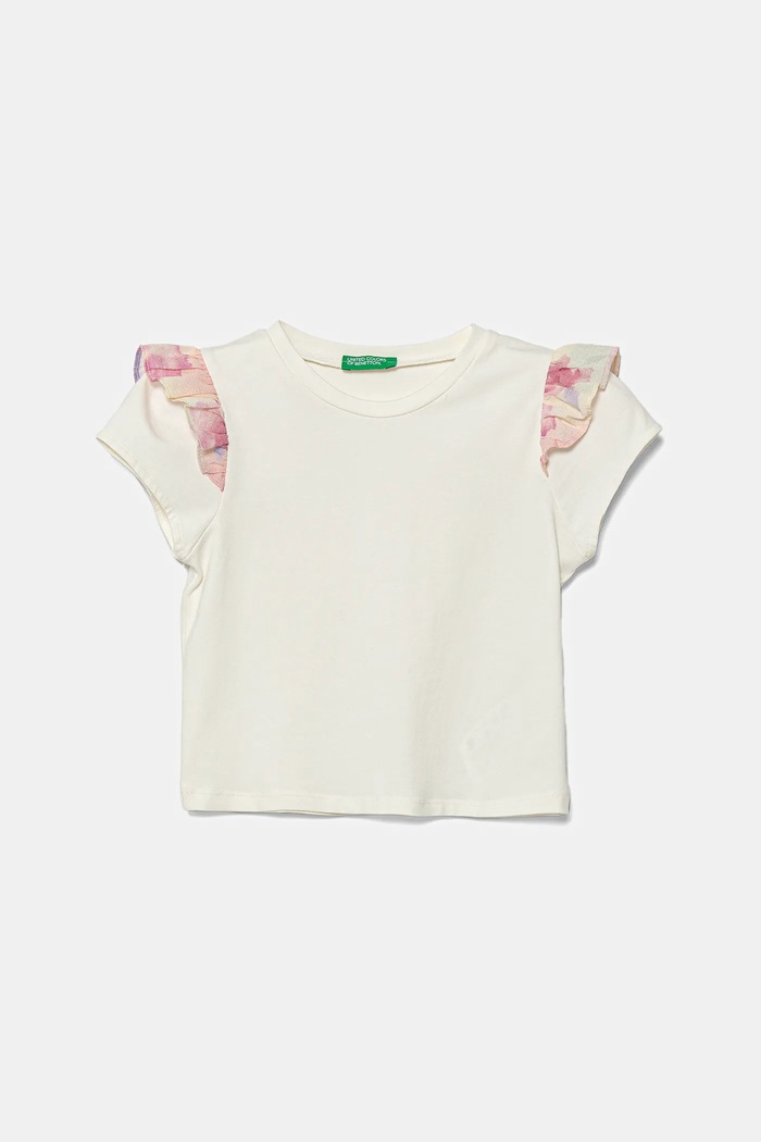 United Colors of Benetton t-shirt dziecięcy aplikacja beżowy 3P4ZG10IV.P.Seasonal