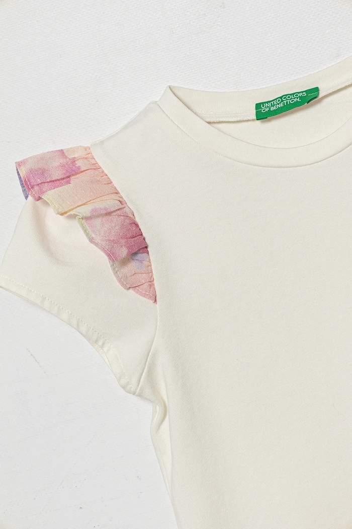 Dziewczynka United Colors of Benetton t-shirt dziecięcy 3P4ZG10IV.P.Seasonal beżowy