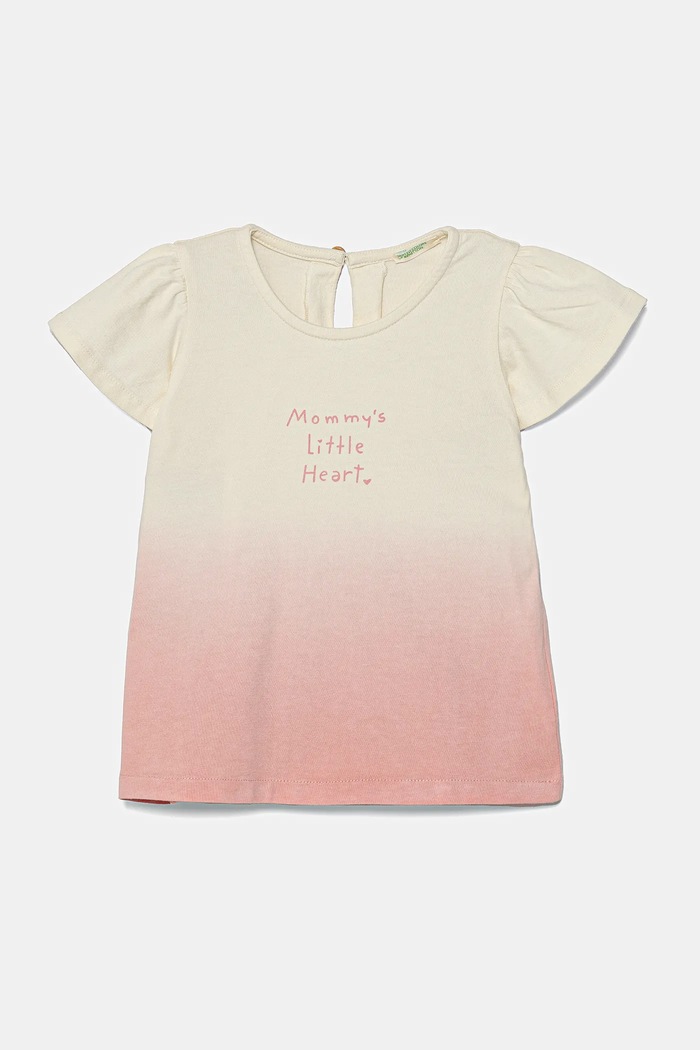 United Colors of Benetton t-shirt bawełniany niemowlęcy wzorzyste różowy 3BL0A1066.W.Seasonal