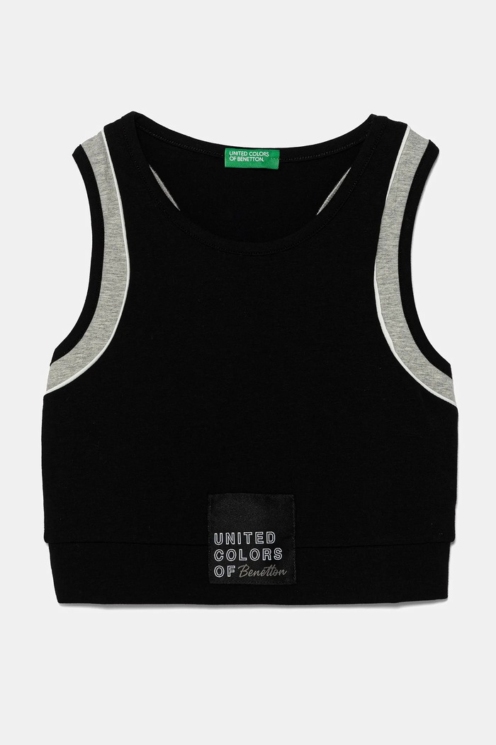 United Colors of Benetton top dziecięcy aplikacja czarny 3P4ZCH01U.G.Seasonal