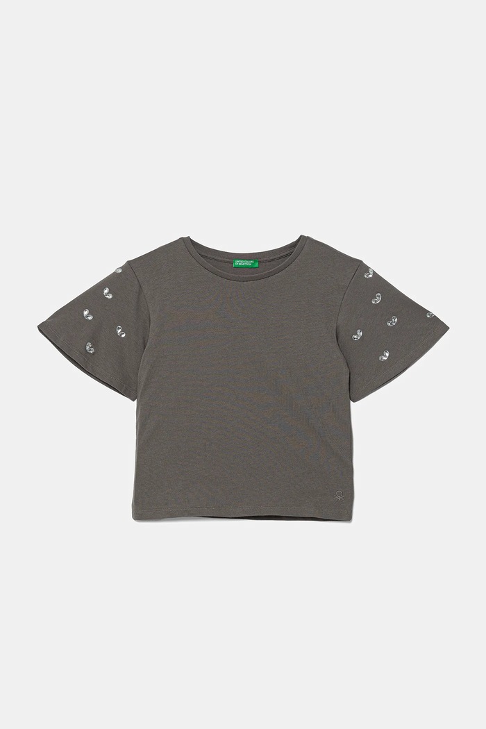 United Colors of Benetton t-shirt bawełniany dziecięcy aplikacja szary 3MI5C10O1.G.Seasonal