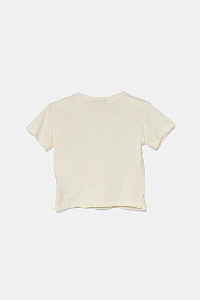 Dječja pamučna majica kratkih rukava United Colors of Benetton 3I1XG10I4.P.Seasonal bež SS25