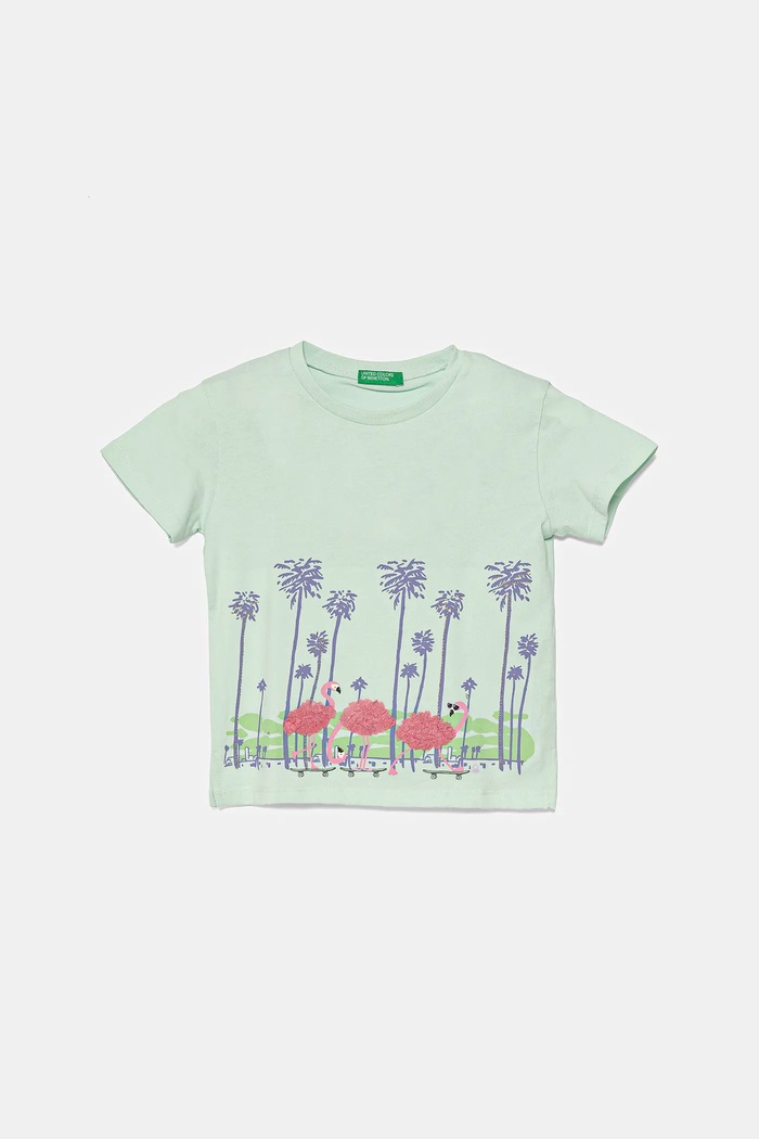 Dječja pamučna majica kratkih rukava United Colors of Benetton pamuk tirkizna 3I1XG10I4.P.Seasonal