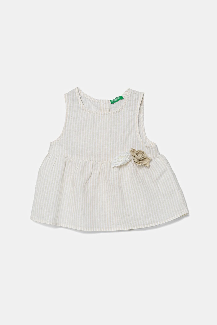 Otroški laneni top United Colors of Benetton Okrogel bež 59Y6GQ02F.P.Seasonal