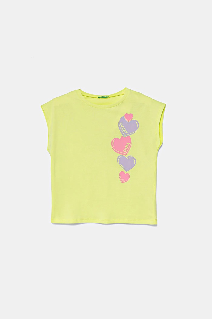 United Colors of Benetton t-shirt bawełniany dziecięcy nadruk zielony 3JERC10PB.G.Seasonal