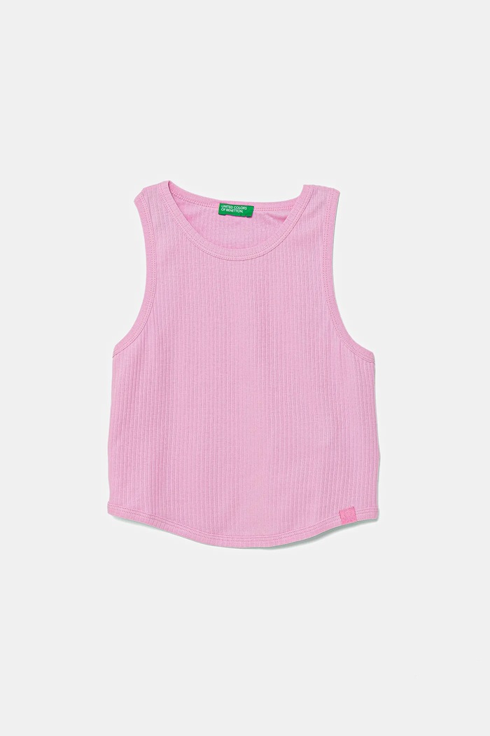 Pamučni dječji top United Colors of Benetton bez uzorka roza 31H3CH01F.G.Season.PPYA