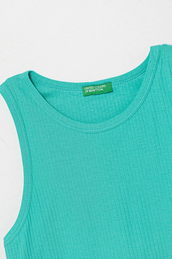 United Colors of Benetton top din bumbac pentru copii 31H3CH01F.G.Season.PPYA turcoaz SS25