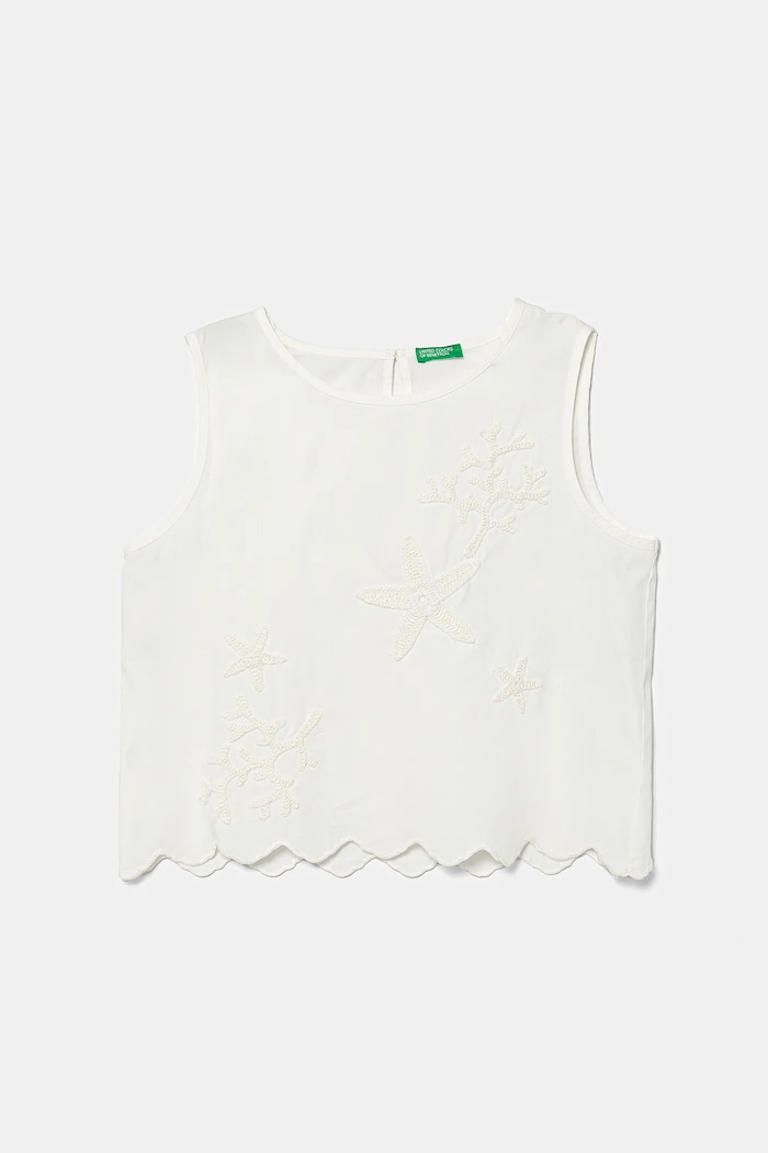 Dječja pamučna bluza United Colors of Benetton Planet friendly bijela 5Q2LCH00E.G.Seasonal