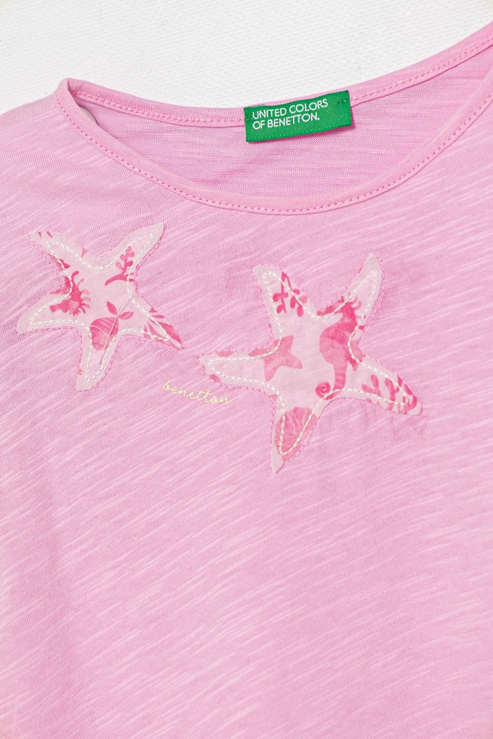 Dječja pamučna majica kratkih rukava United Colors of Benetton 38V4G10JI.P.Seasonal roza SS25