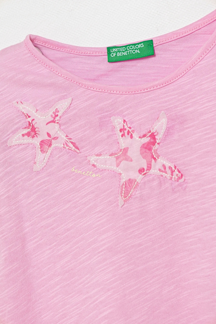 Dječja pamučna majica kratkih rukava United Colors of Benetton 38V4G10JI.P.Seasonal roza SS25