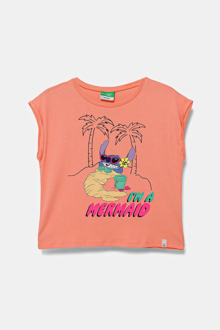 Dječja pamučna majica kratkih rukava United Colors of Benetton x Disney pamuk narančasta 3JERC10P2.G.Seasonal