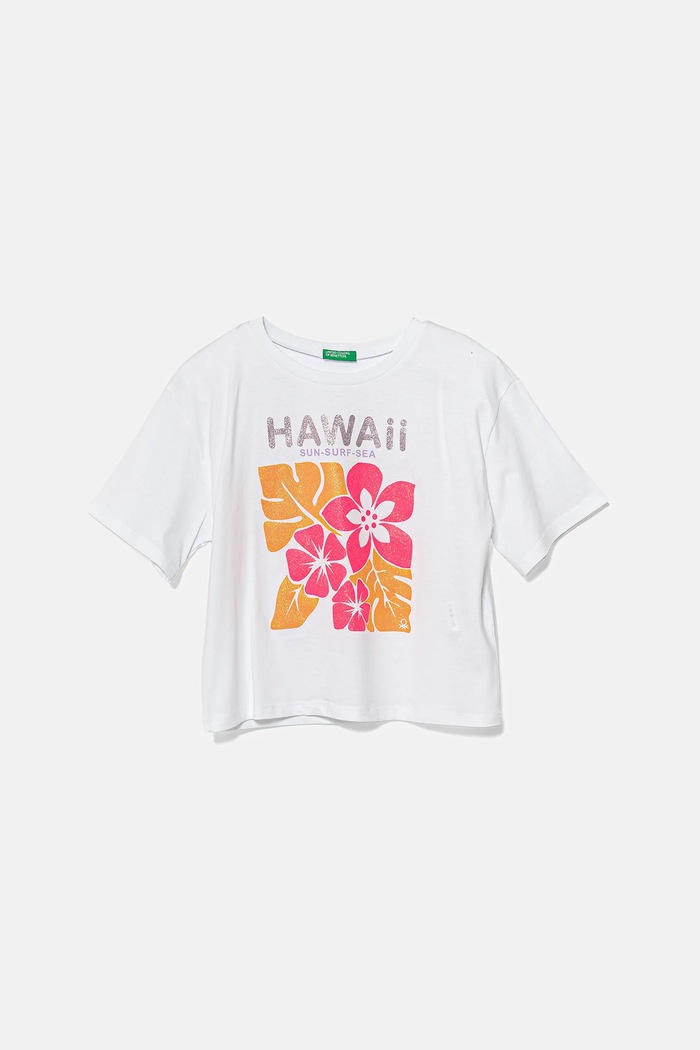 Dječja pamučna majica kratkih rukava United Colors of Benetton Planet friendly bijela 35RYC10OZ.G.Seasonal