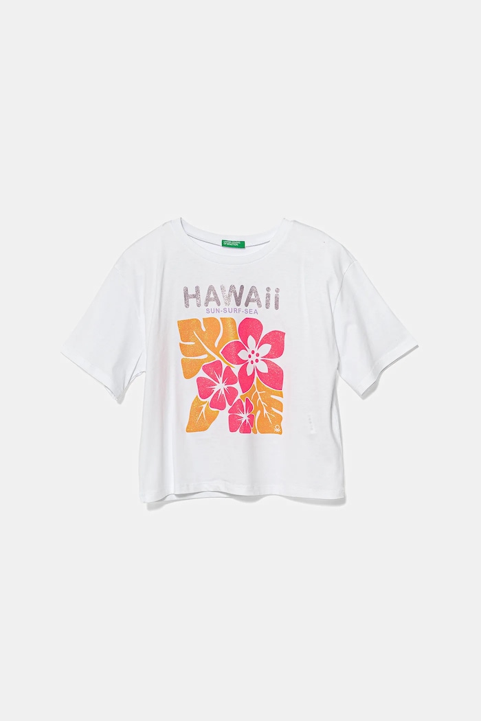 Dječja pamučna majica kratkih rukava United Colors of Benetton Planet friendly bijela 35RYC10OZ.G.Seasonal