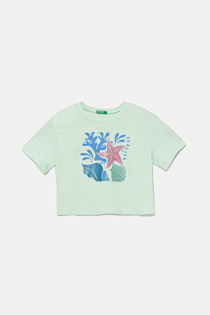 United Colors of Benetton gyerek pamut póló pamut zöld 35RYC10OZ.G.Seasonal
