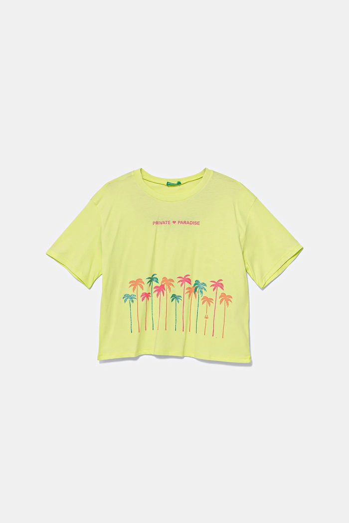 Dječja pamučna majica kratkih rukava United Colors of Benetton Planet friendly zelena 35RYC10OZ.G.Seasonal