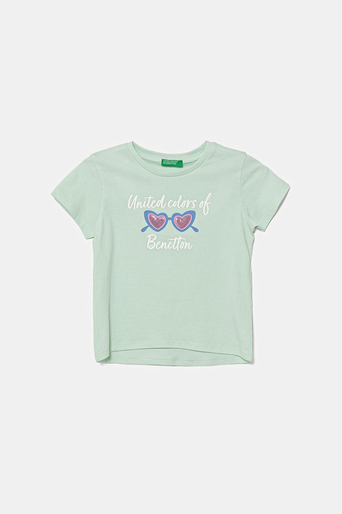 Dětské bavlněné tričko United Colors of Benetton nášivka zelená 3I1XG10JB.P.Seasonal
