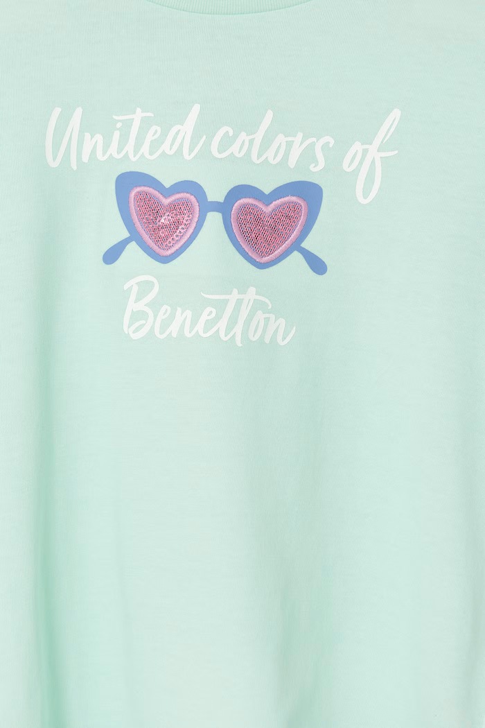 Момиче United Colors of Benetton тениска за деца от памук 3I1XG10JB.P.Seasonal зелен