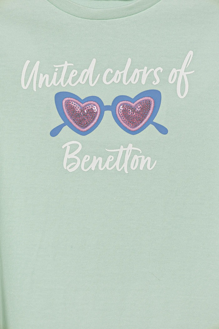 DÍVKA Dětské bavlněné tričko United Colors of Benetton 3I1XG10JB.P.Seasonal zelená