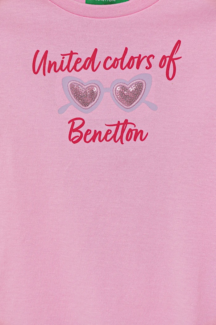 Dziewczynka United Colors of Benetton T-shirt dziecięcy bawełniany 3I1XG10JB.P.Seasonal różowy