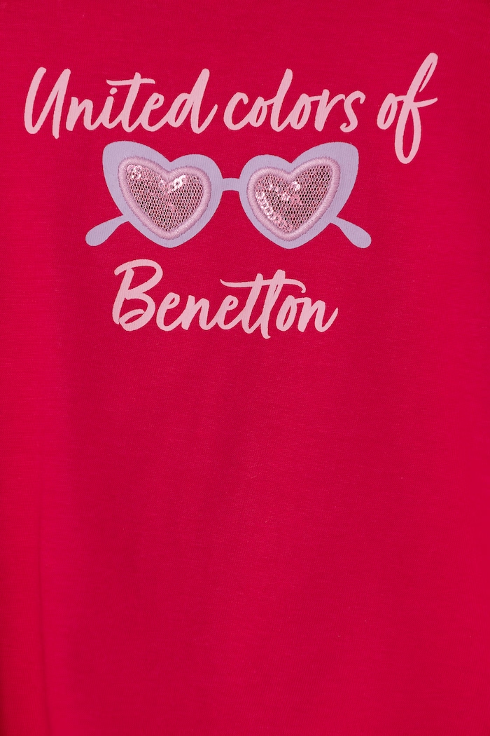 Dziewczynka United Colors of Benetton T-shirt dziecięcy bawełniany 3I1XG10JB.P.Seasonal różowy
