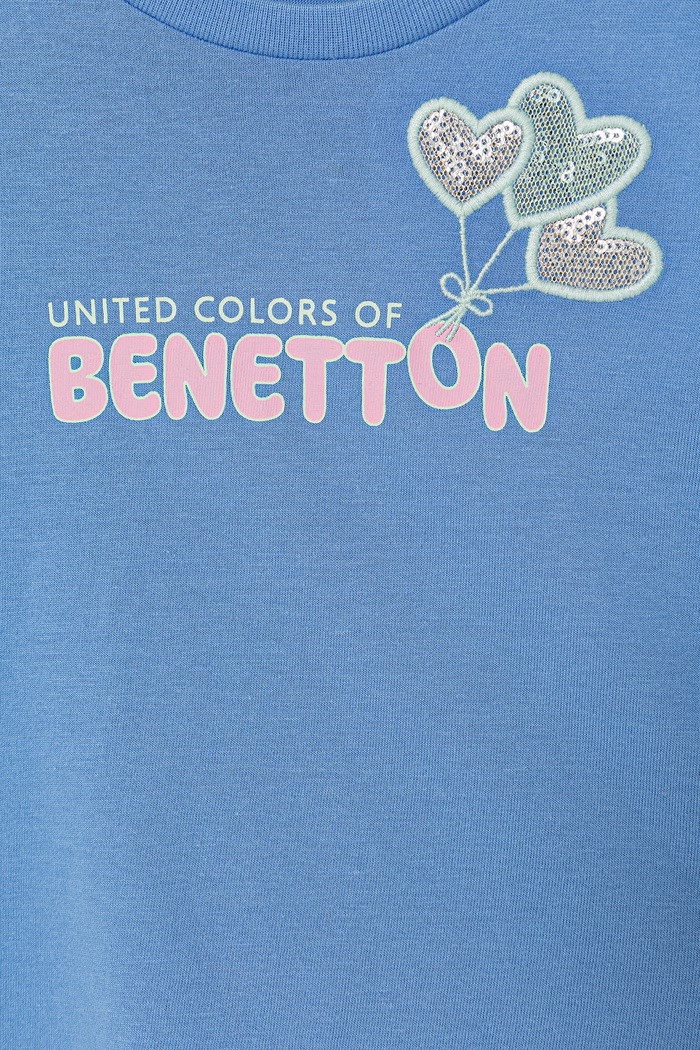 Dziewczynka United Colors of Benetton T-shirt dziecięcy bawełniany 3I1XG10JB.P.Seasonal niebieski