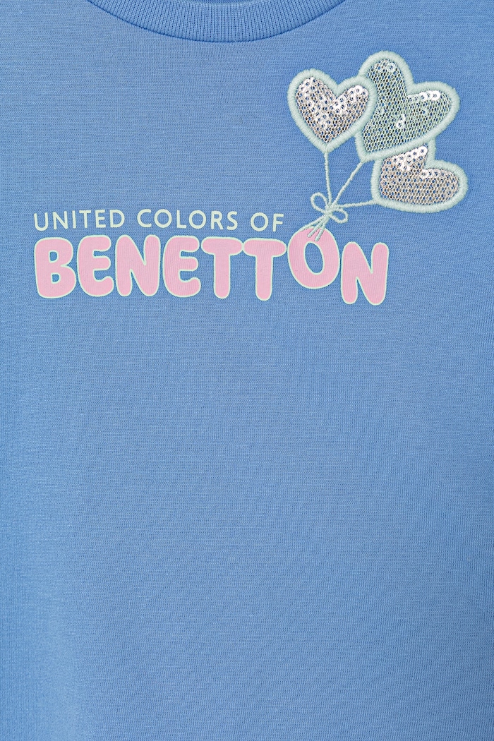 DÍVKA Dětské bavlněné tričko United Colors of Benetton 3I1XG10JB.P.Seasonal modrá