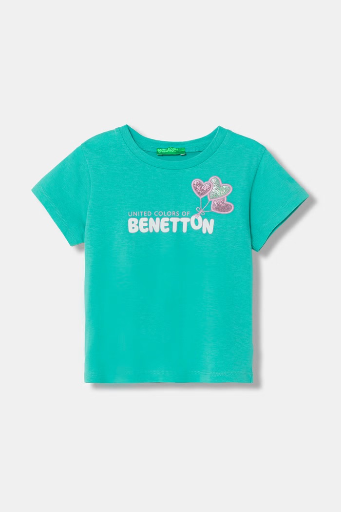 United Colors of Benetton tričko dětské bavlněné nášivka tyrkysová 3I1XG10JB.P.Seasonal