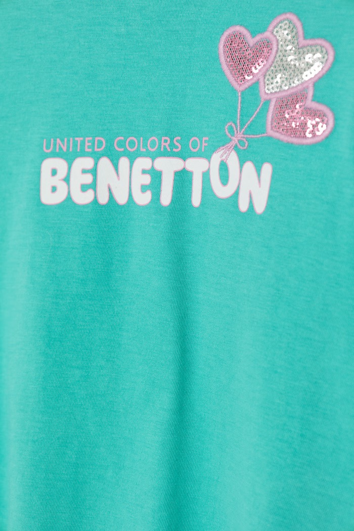 Dievča United Colors of Benetton tričko detské bavlnené 3I1XG10JB.P.Seasonal tyrkysová