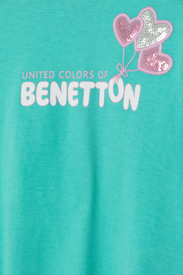 Dievča United Colors of Benetton tričko detské bavlnené 3I1XG10JB.P.Seasonal tyrkysová