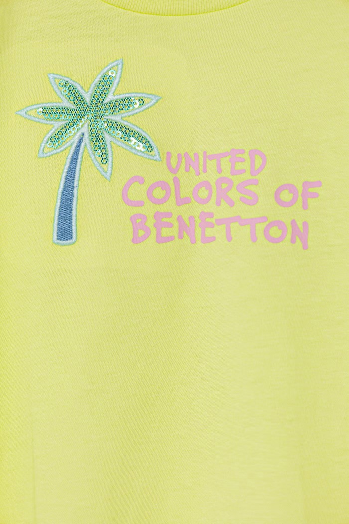 Dziewczynka United Colors of Benetton T-shirt dziecięcy bawełniany 3I1XG10JB.P.Seasonal zielony