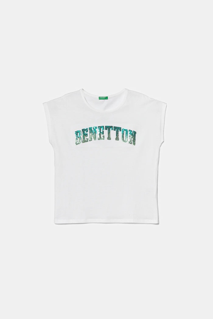 Dětské bavlněné tričko United Colors of Benetton kulatý bílá 3I1XC10P1.G.Seasonal