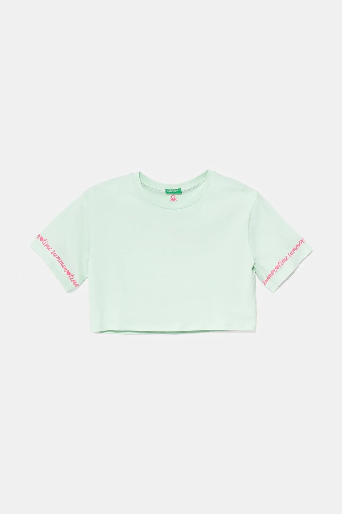Dětské bavlněné tričko United Colors of Benetton bavlna zelená 3096C10PC.G.Seasonal