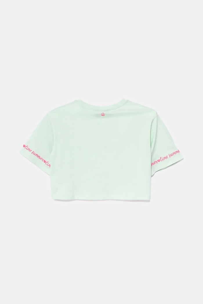 Dětské bavlněné tričko United Colors of Benetton 3096C10PC.G.Seasonal zelená SS25