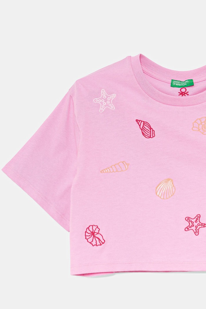 Dziewczynka United Colors of Benetton t-shirt bawełniany dziecięcy 3096C10PC.G.Seasonal różowy