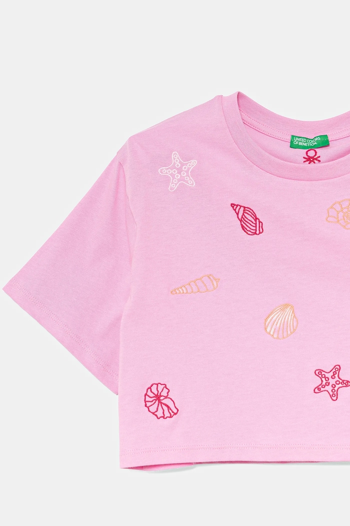 Dziewczynka United Colors of Benetton t-shirt bawełniany dziecięcy 3096C10PC.G.Seasonal różowy