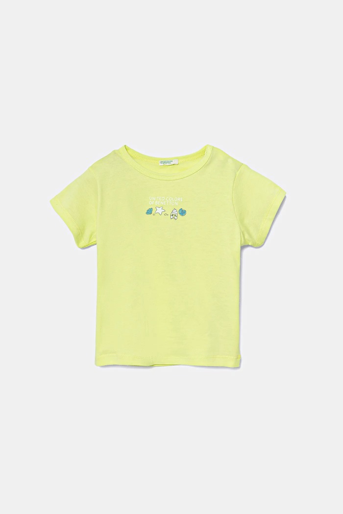Dětské bavlněné tričko United Colors of Benetton kulatý zelená 3I1XA1067.W.Seasonal