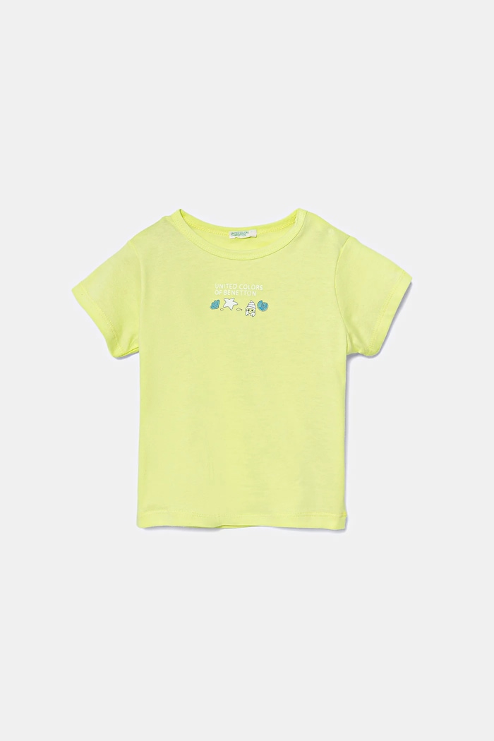 Dětské bavlněné tričko United Colors of Benetton kulatý zelená 3I1XA1067.W.Seasonal
