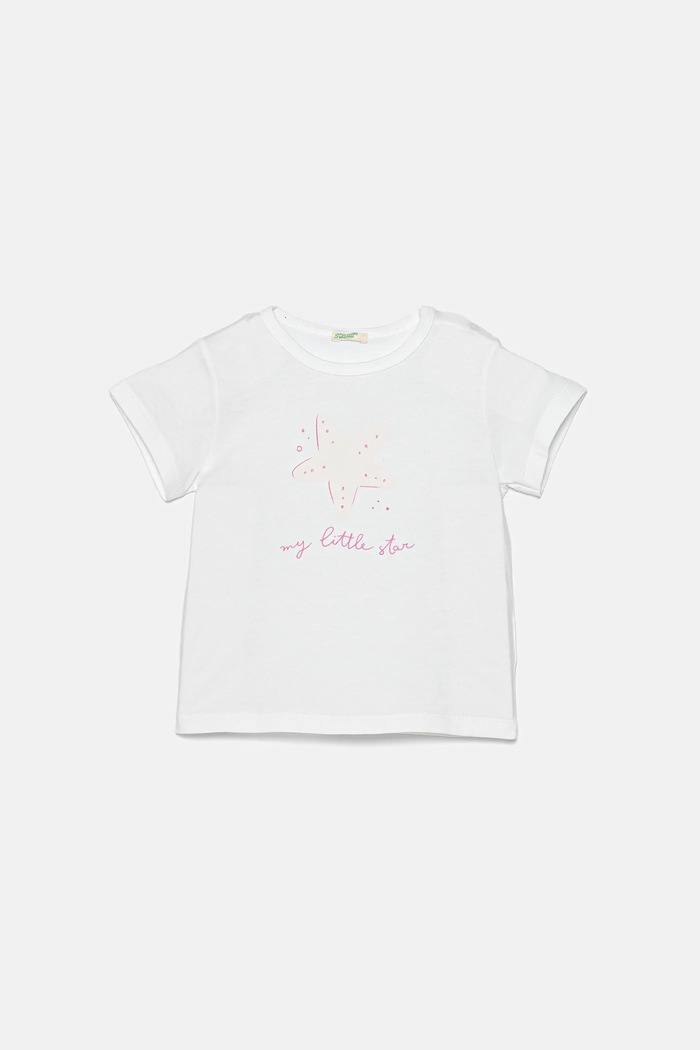United Colors of Benetton t-shirt bawełniany niemowlęcy nadruk biały 3I1XA1069.G.W.Seasonal