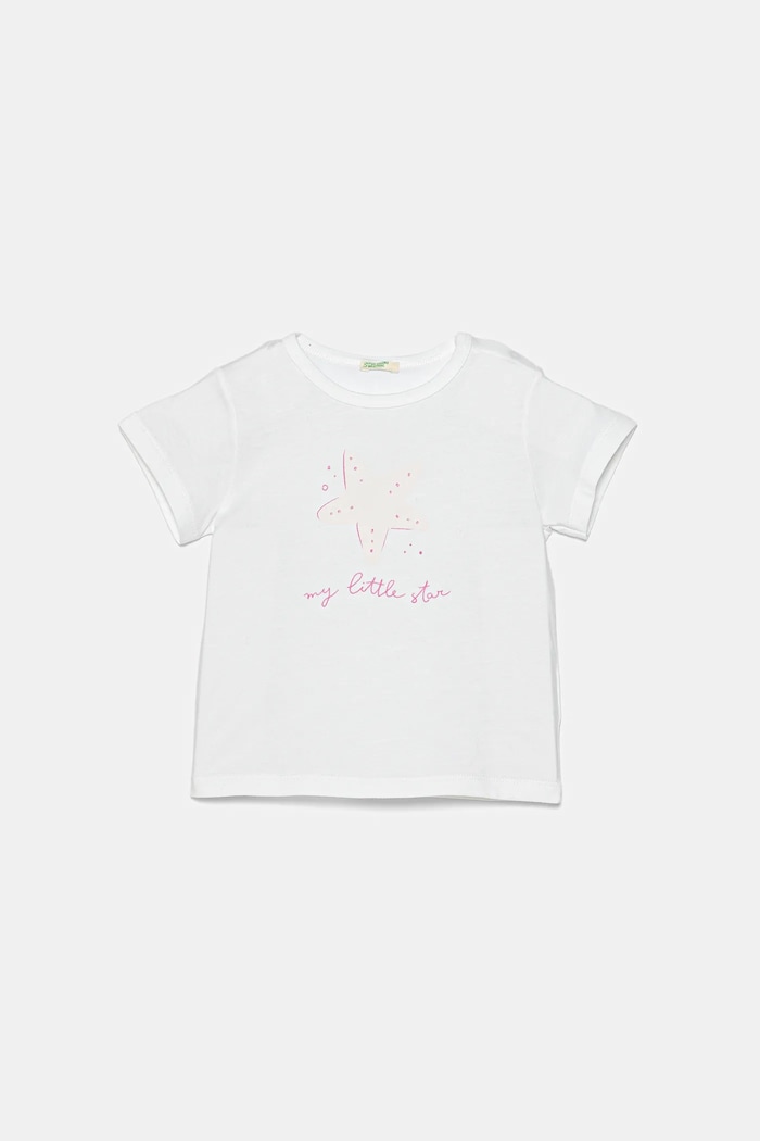 United Colors of Benetton t-shirt bawełniany niemowlęcy nadruk biały 3I1XA1069.G.W.Seasonal