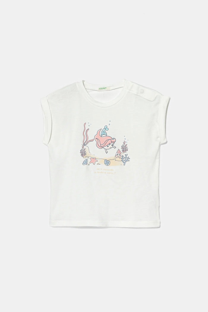 Dětské bavlněné tričko United Colors of Benetton potisk bílá 3I1XA106A.G.W.Seasonal
