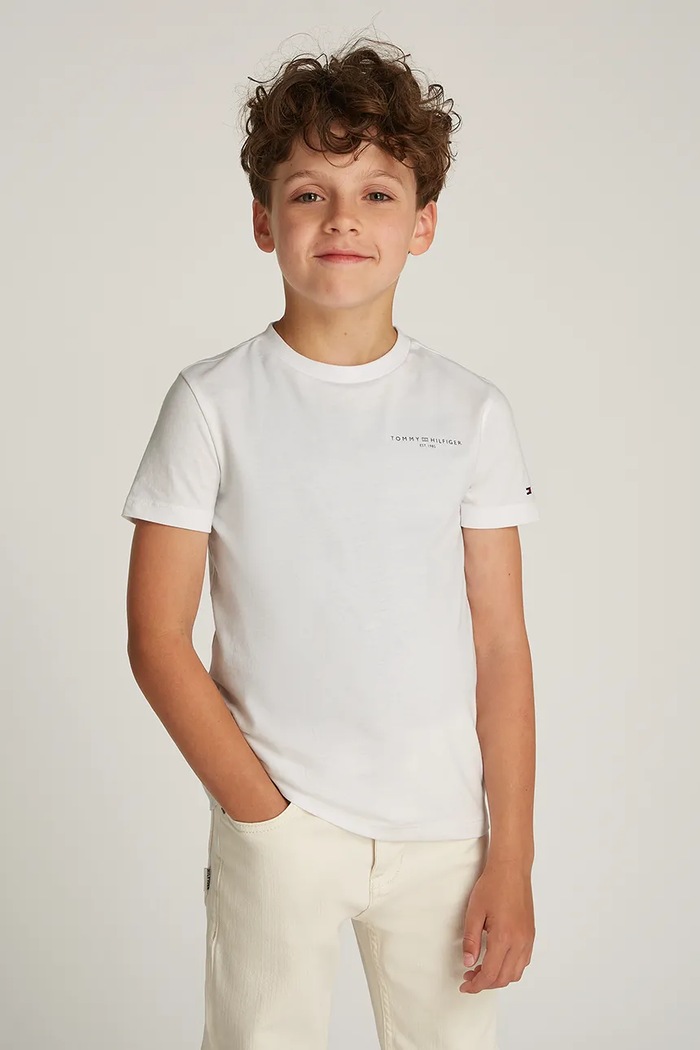 Dětské bavlněné tričko Tommy Hilfiger kulatý bílá KS0KS00594.74.122.PPYA
