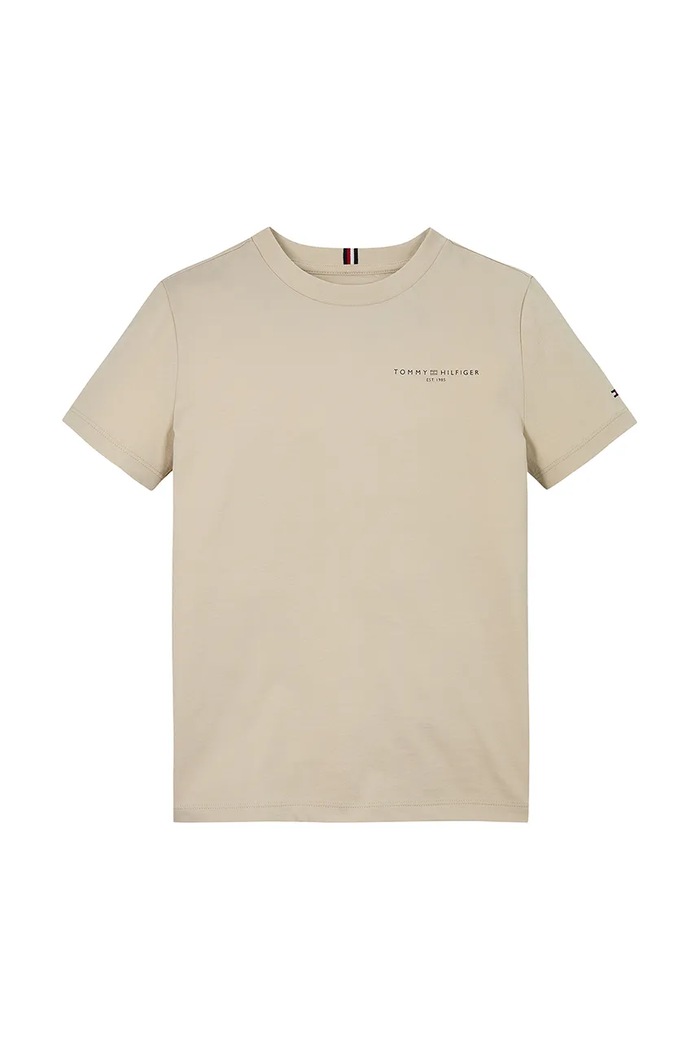 Dětské bavlněné tričko Tommy Hilfiger KS0KS00594.122.176.PPYA béžová SS25