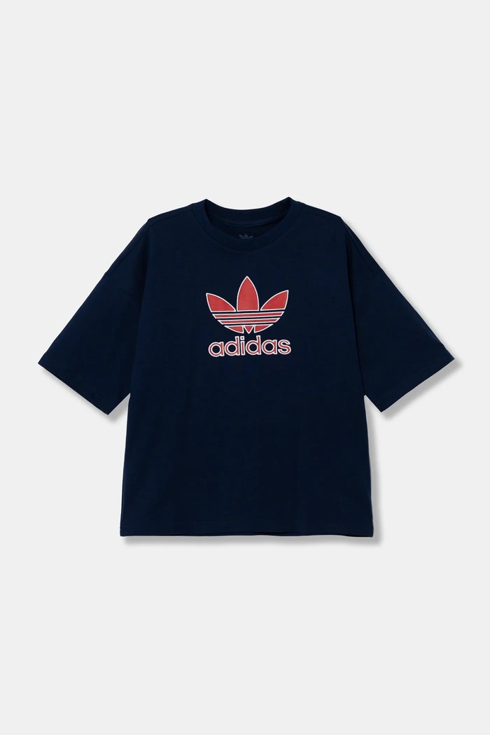 adidas Originals t-shirt bawełniany dziecięcy JC9117 granatowy SS25