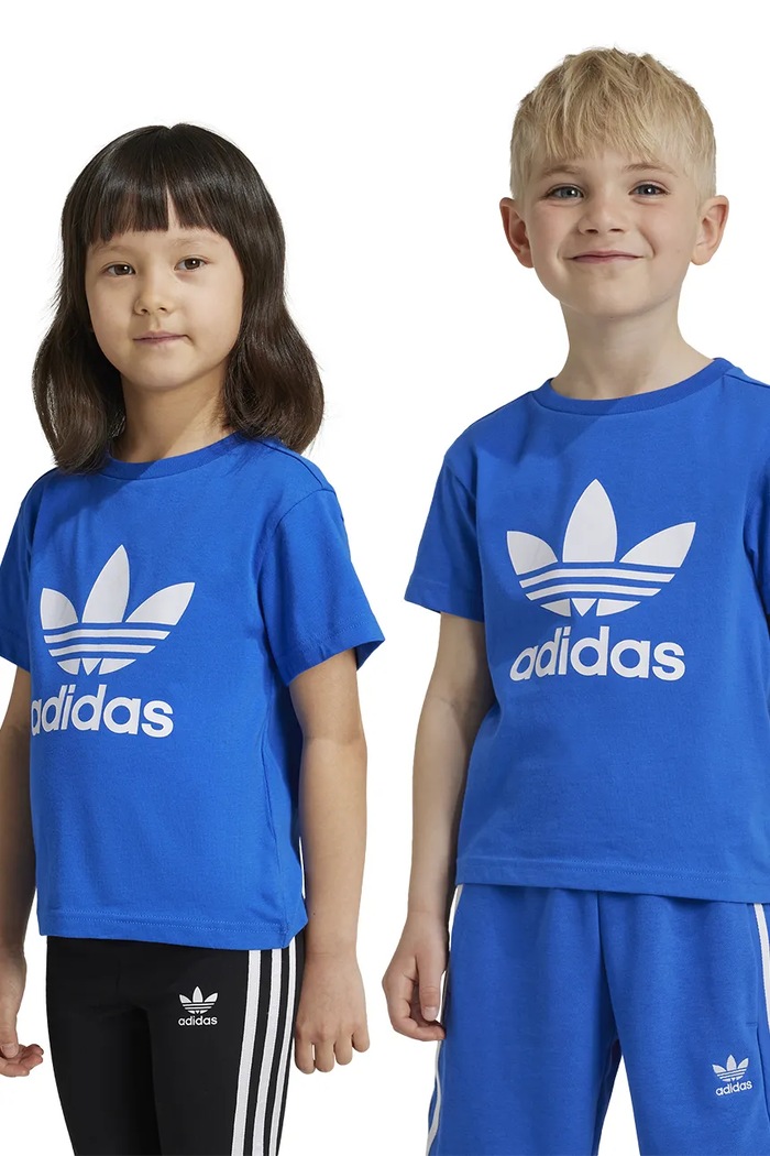 Дитяча бавовняна футболка adidas Originals бавовна блакитний IY2376