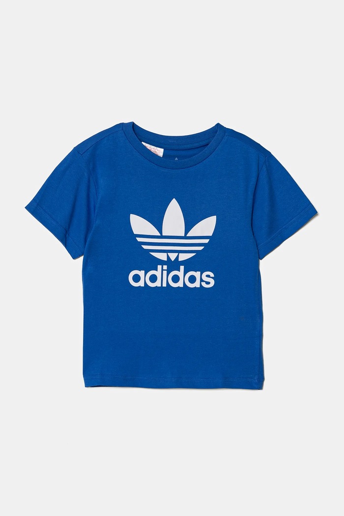 Дитяча бавовняна футболка adidas Originals IY2376 блакитний SS25