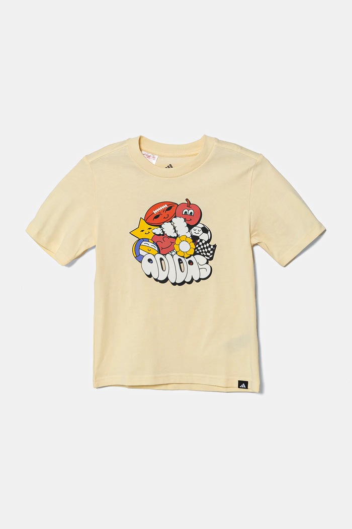 Dětské bavlněné tričko adidas JI6691 béžová SS25