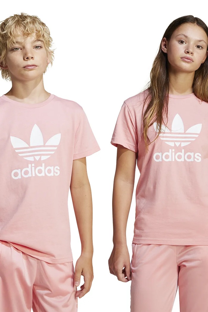 Dječja pamučna majica kratkih rukava adidas Originals print narančasta JC9188