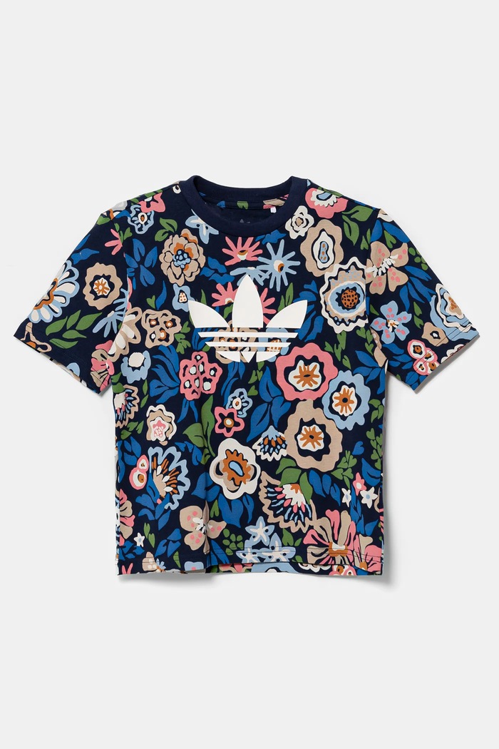 Дитяча бавовняна футболка adidas Originals JD0527 темно-синій SS25