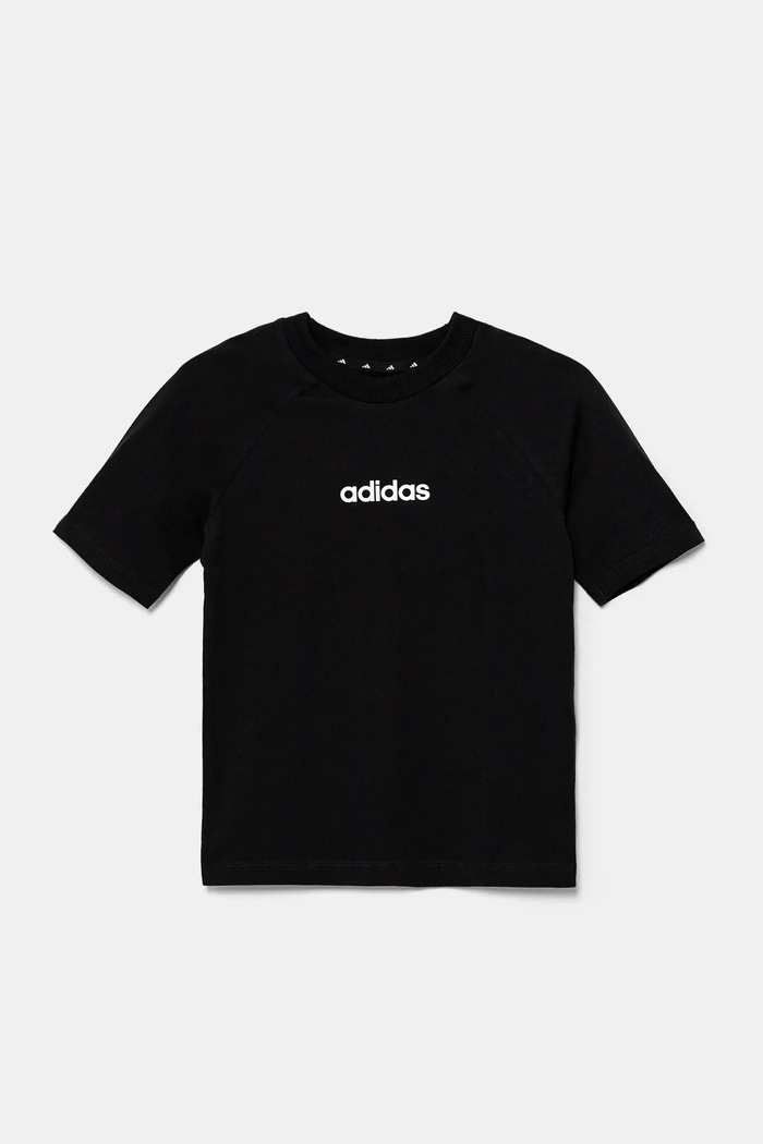 Дитяча бавовняна футболка adidas JC9753 чорний SS25